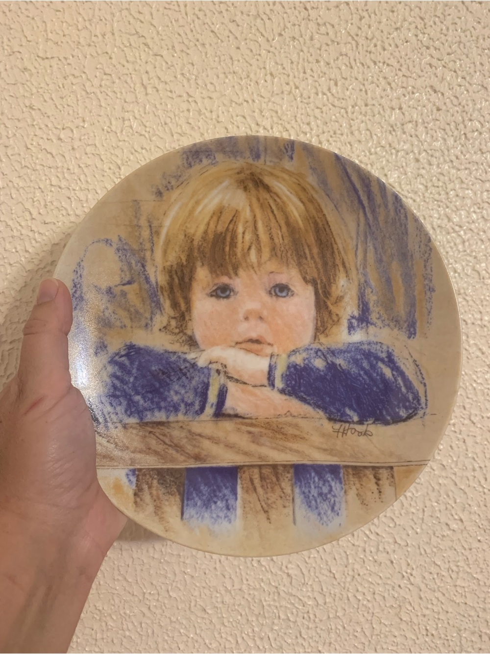 Blue & Cream Decorative Wall Plate with Child Portrait